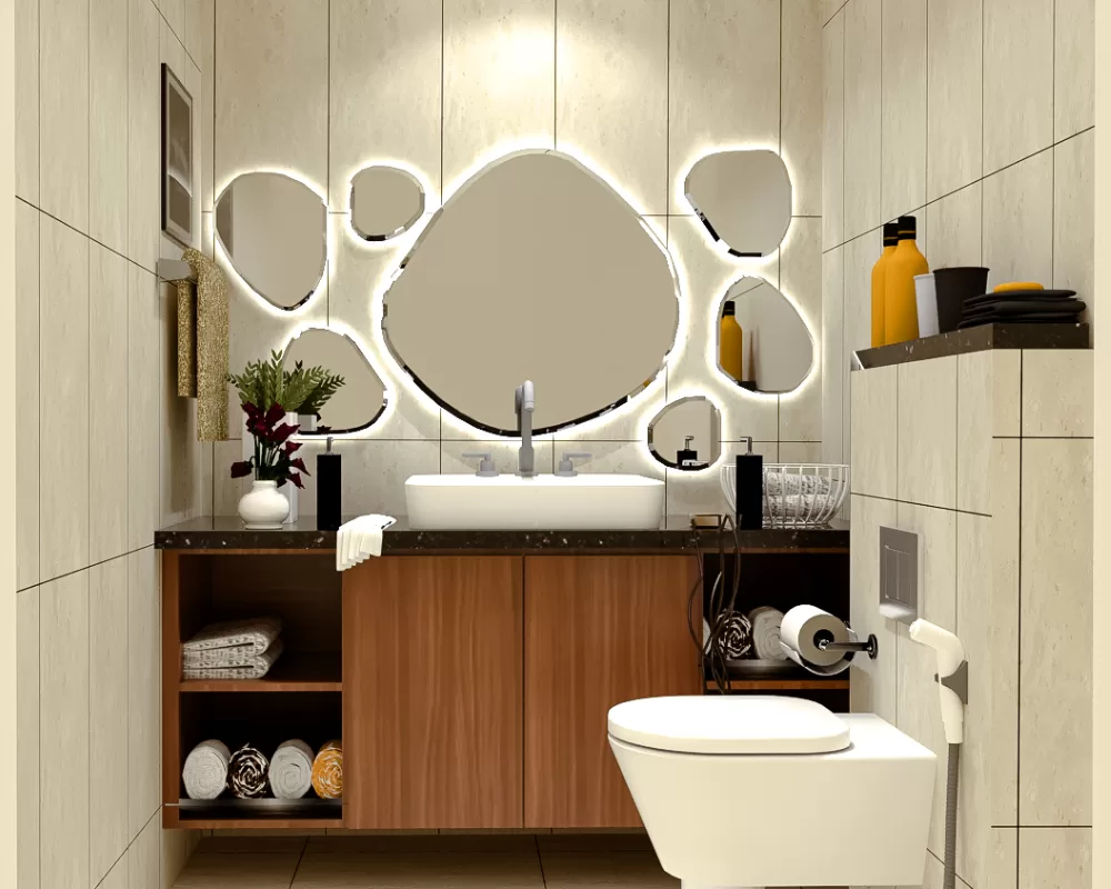 Modern bathroom vanity design with floating cabinet in bangalore