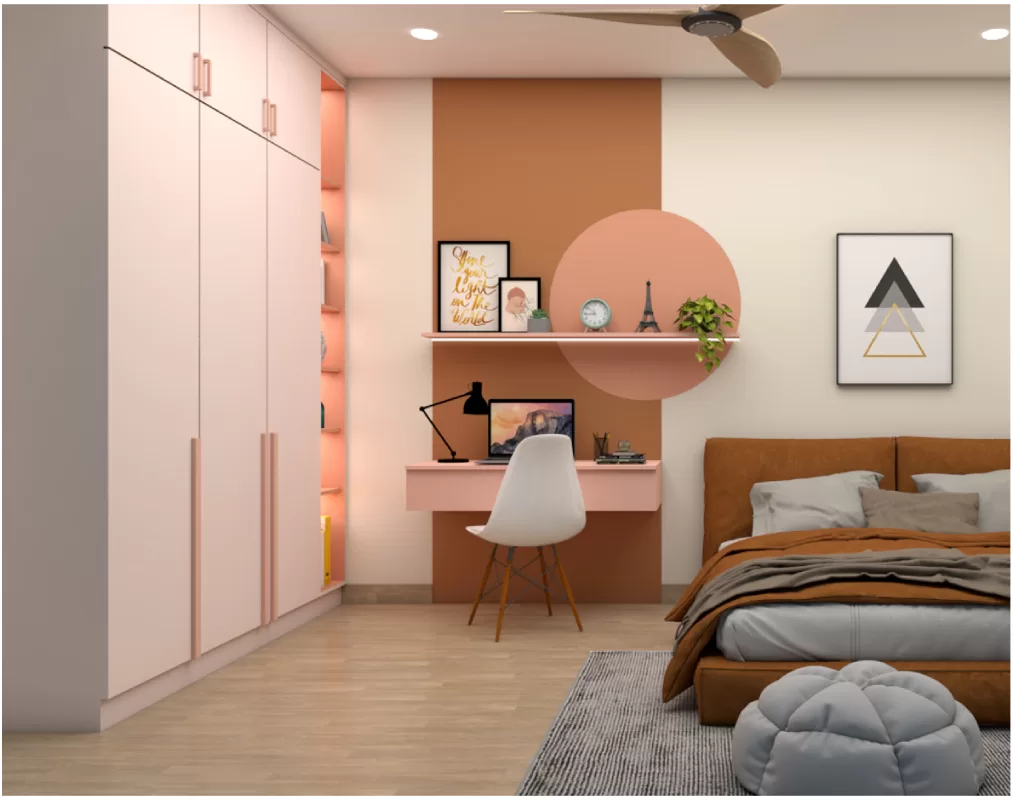 bedroom with integrated study area comparison
