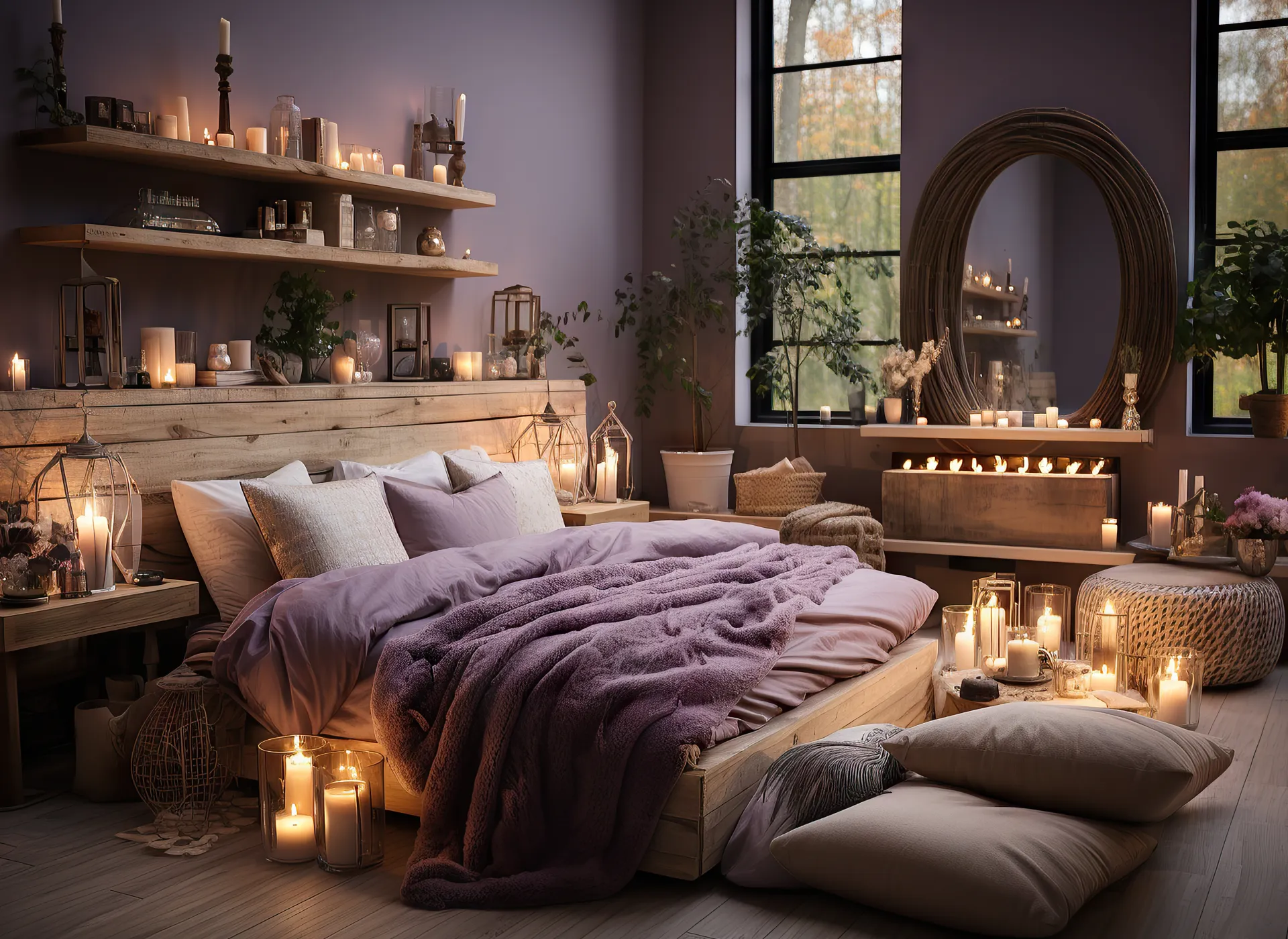 Candlelit ambience bedroom decor