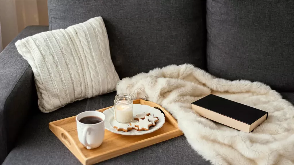 Cozy home decor with throw blankets
