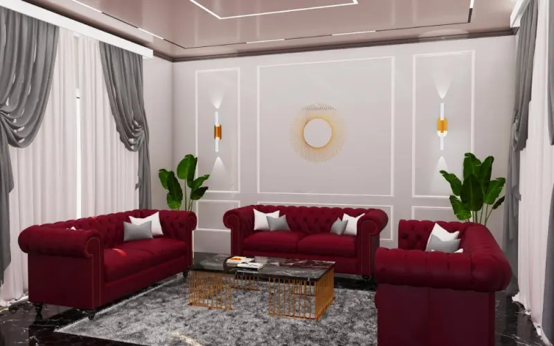 High end living room decor with symmetrical lighting