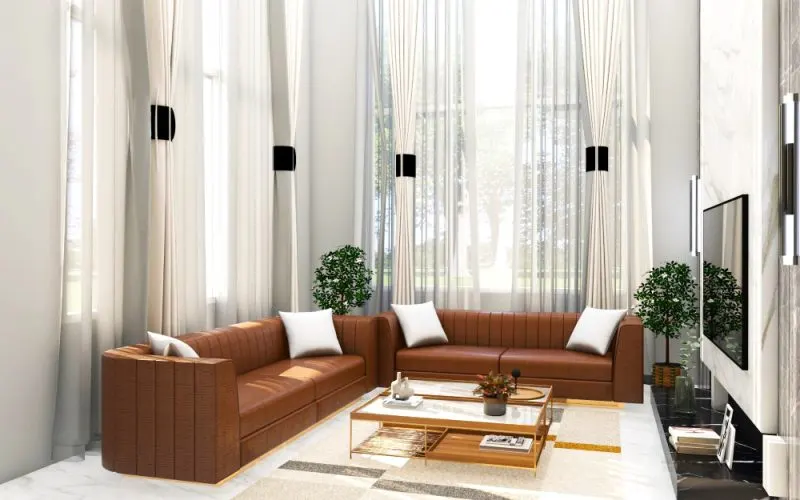 Premium wall painting living room design with curtains finish IN Hyderabad