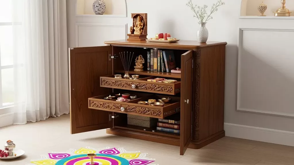 Multi functional Storage idea in pooja room
