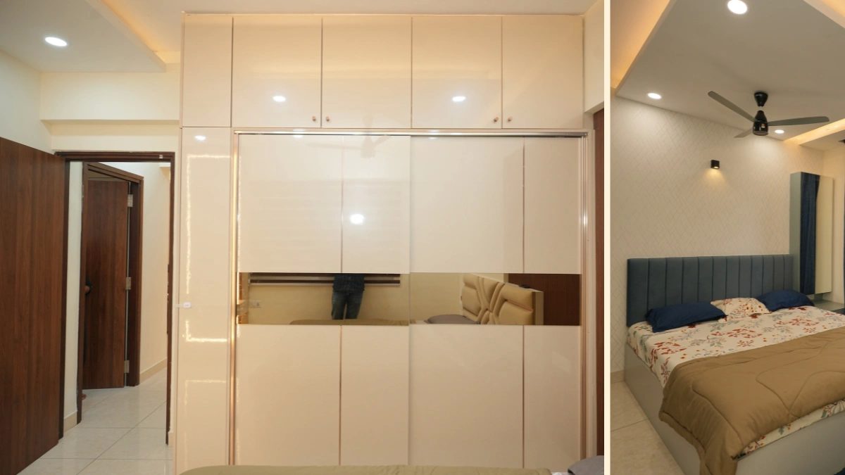 False ceiling to wordrobe Design-3 bhk Interior Design In Bangalore