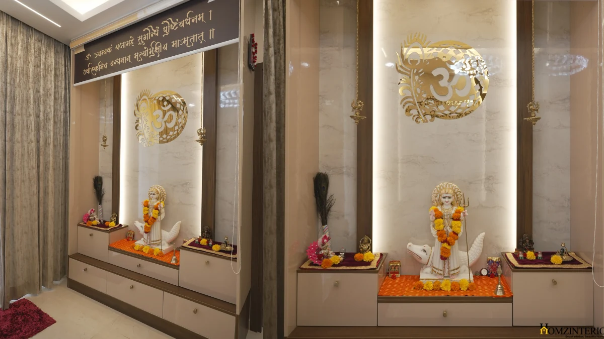 Pooja Room Design -3BHK Flat Interior Design In Bangalore