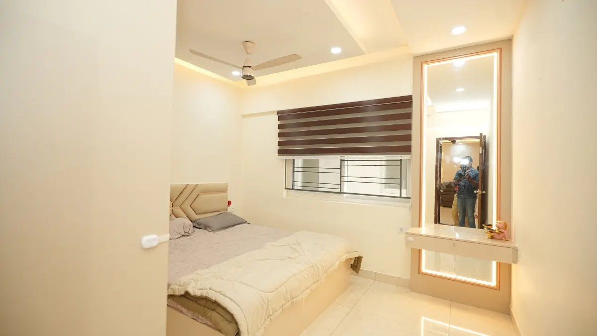 We used a light colour palette-3bhk Home Interior Design In Bangalore
