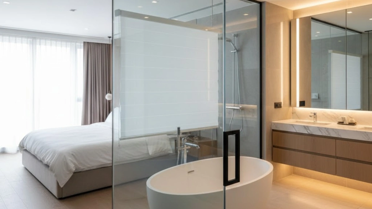 Bathroom glass wall design