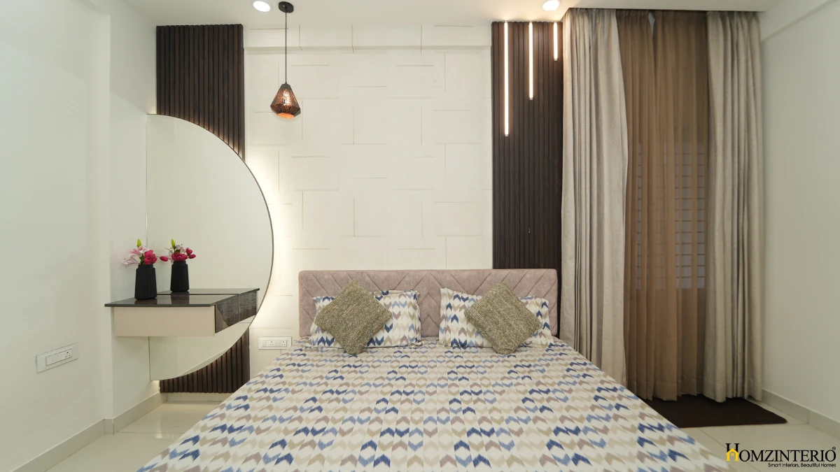 Bedroom design-3 bhk interior design at ambar shine at 15.7Lakhs