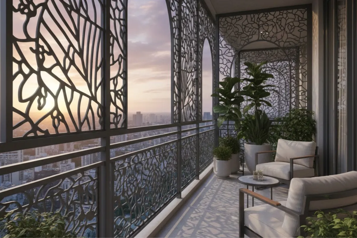 CNC Laser-Cut Metal for balcony ceiling design