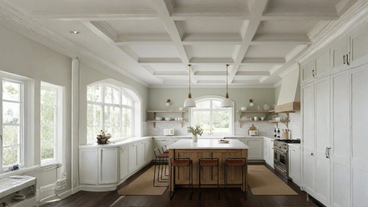 Coffered ceiling Kitchen pop design