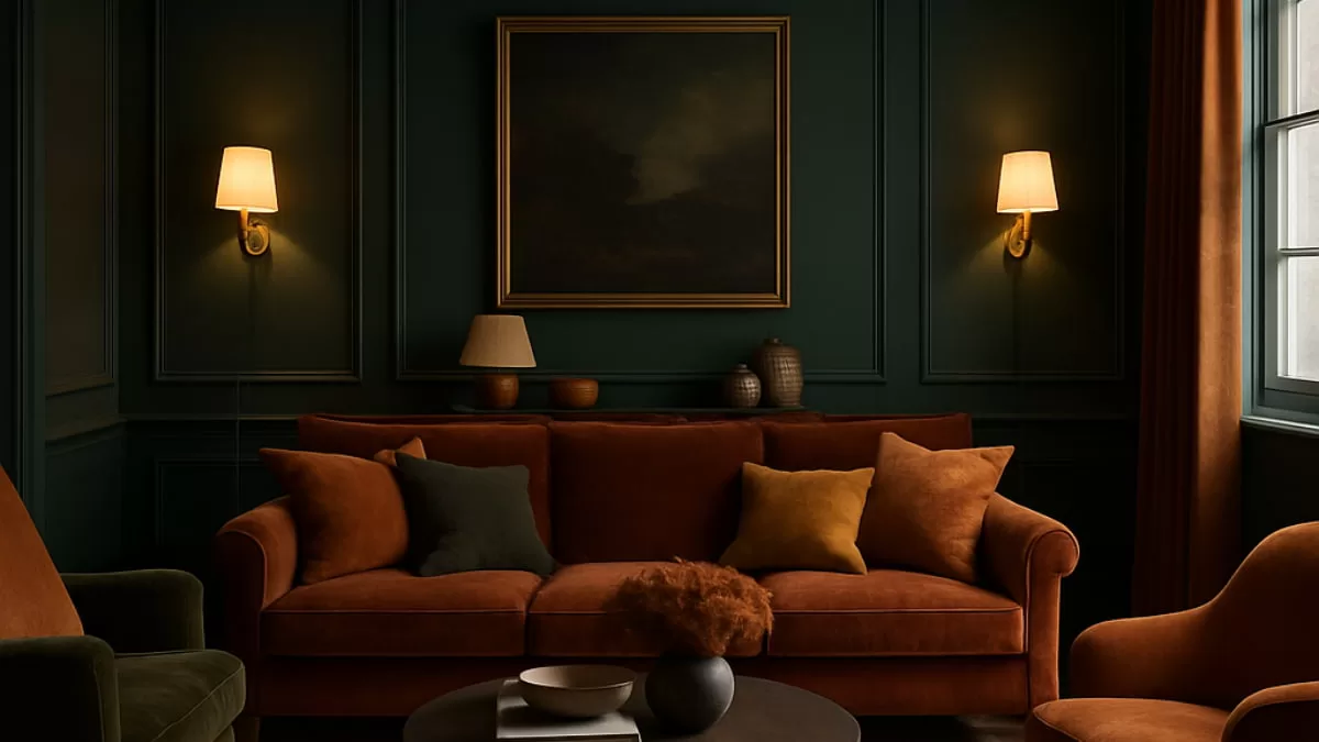 Dark color combination in living room