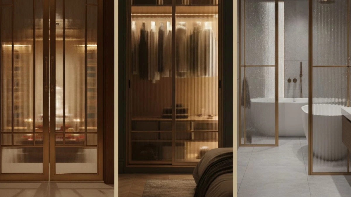 Flutted Glass wall design for home interior