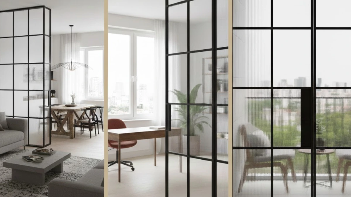 Industrial panel glass wall design