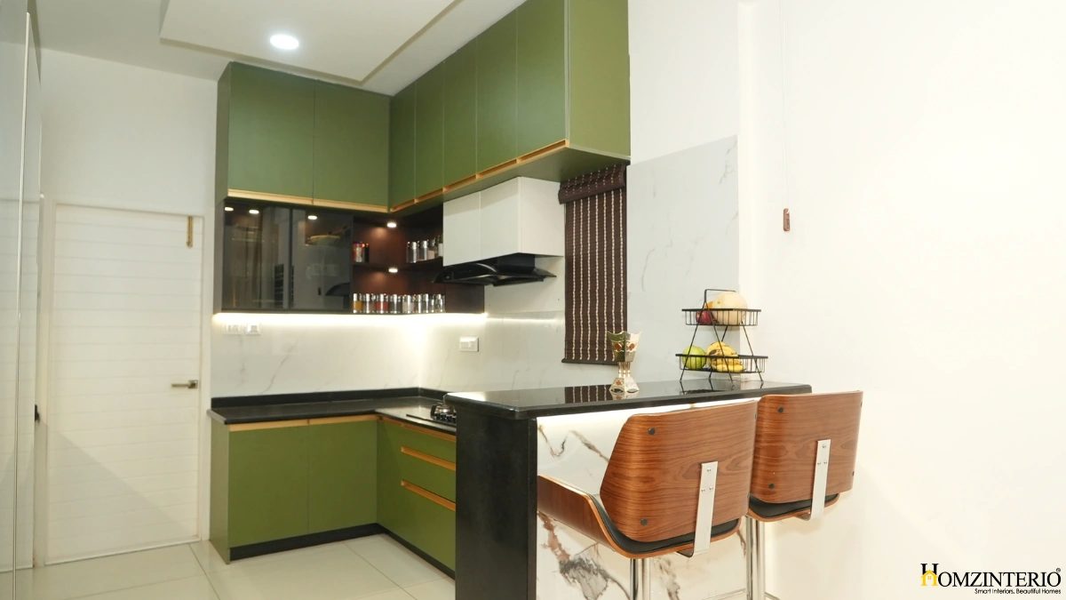 Kitchen Interior Design-3 bhk interior design at ambar shine at 15.7Lakhs