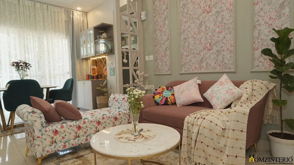 Living Room Design at Sattva signet -2bhk Interior Design By Homzinterio