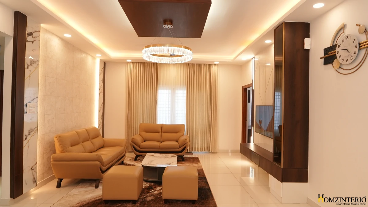Living room design -3 bhk interior design at ambar shine at 15.7Lakhs