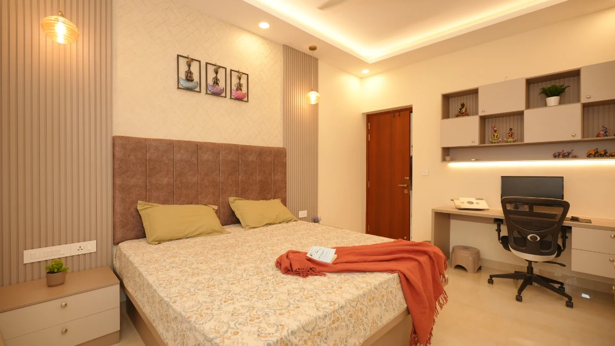 Master Bedroom Design-4bhk Villa Interior design in Nambiar Bellezea at 48.27L