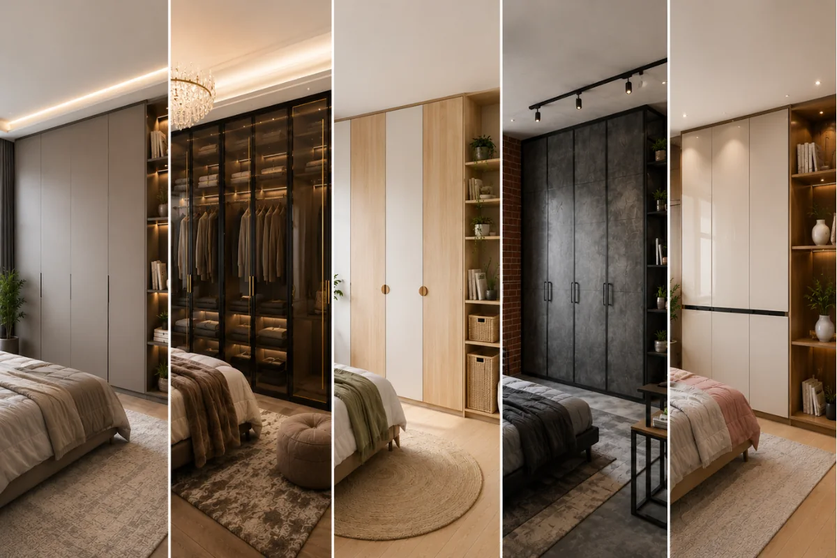Stylish wardrobe designs for different interior themes in modern bedrooms.
