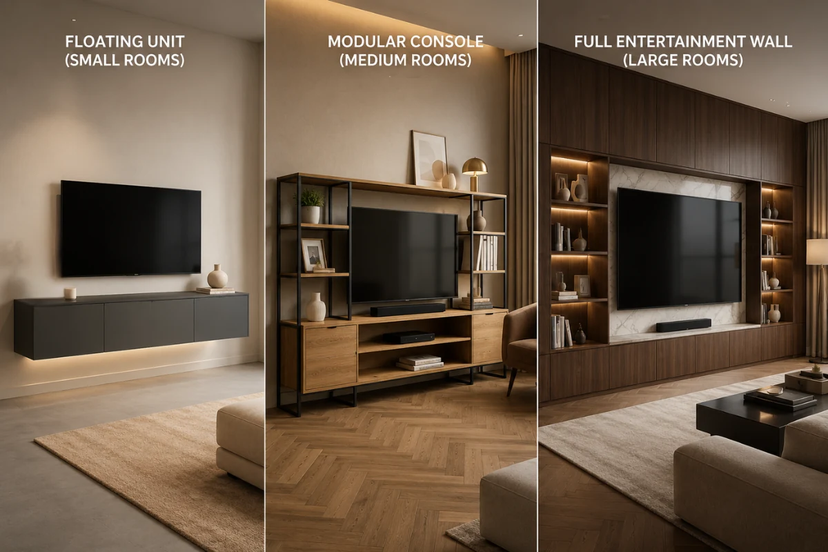 TV Cabinet Designs for Different Room Sizes