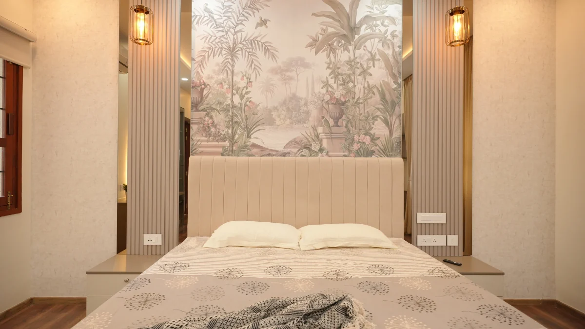 bOTANICAL CALM Bedroom Design-4bhk Villa Interior design in Nambiar Bellezea at 48.27L