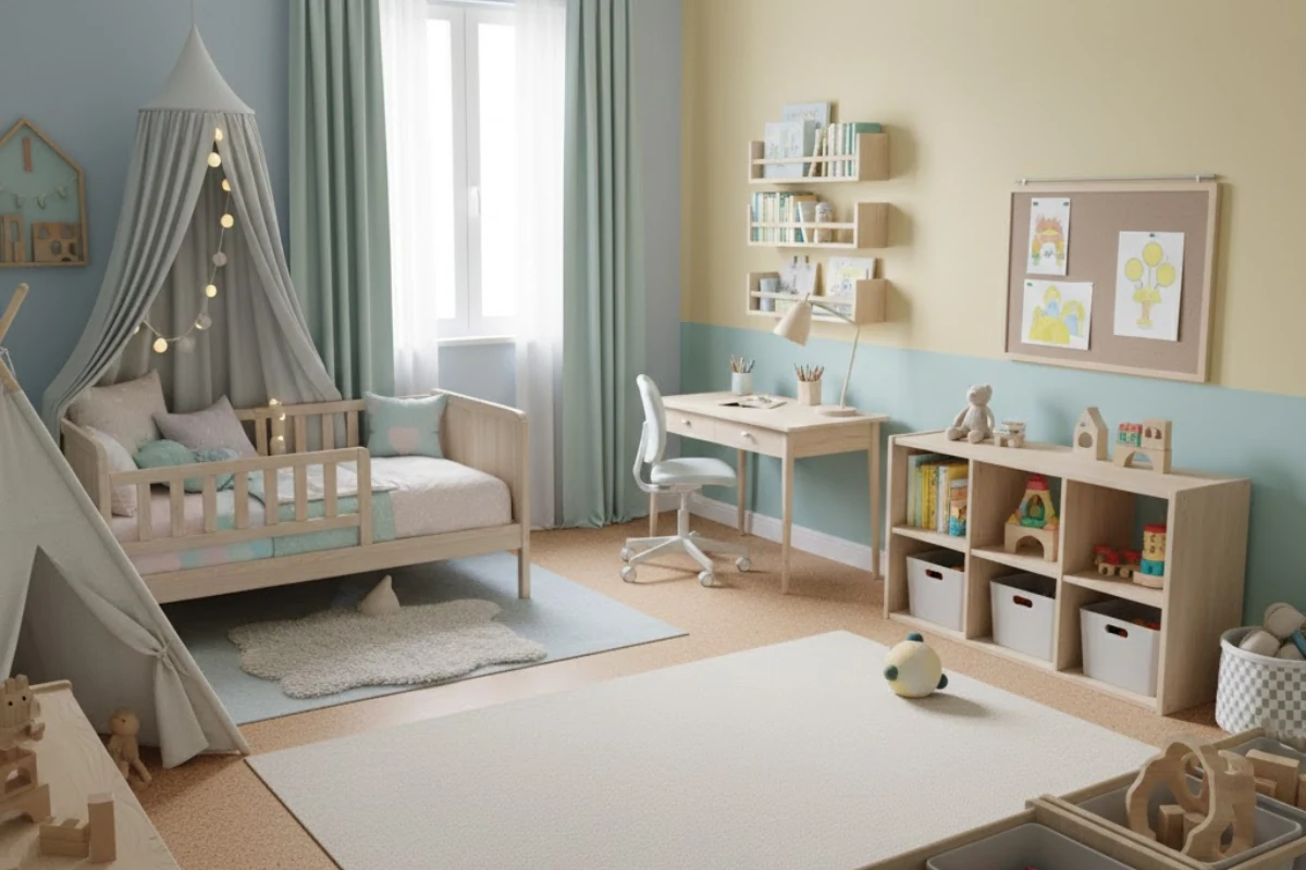 Children room design for boys and girls with functional interiors