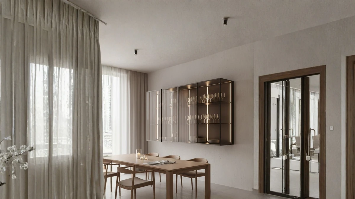 Floating Glass Showcase crockery unit design