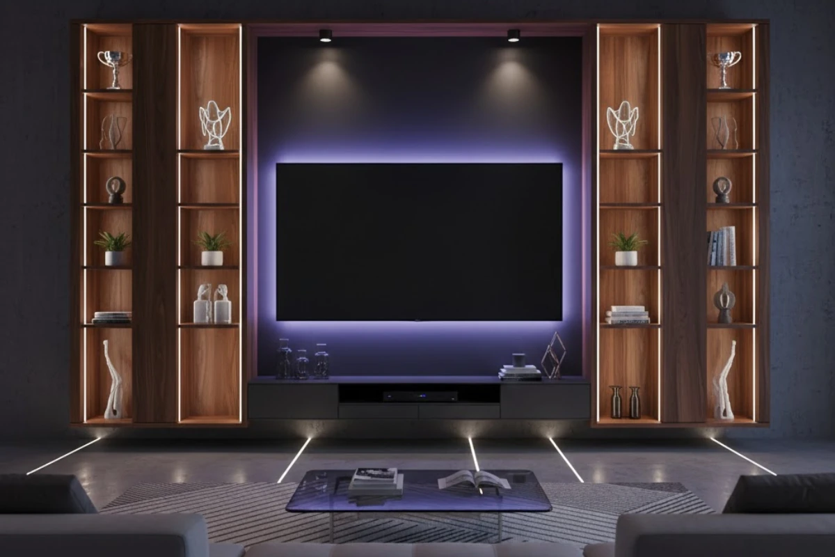 Lighting for tv unit design for hallLighting for tv unit design for hall