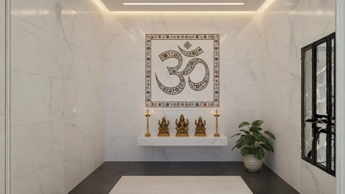 Modern Marble Sanctuary indian style pooja room design