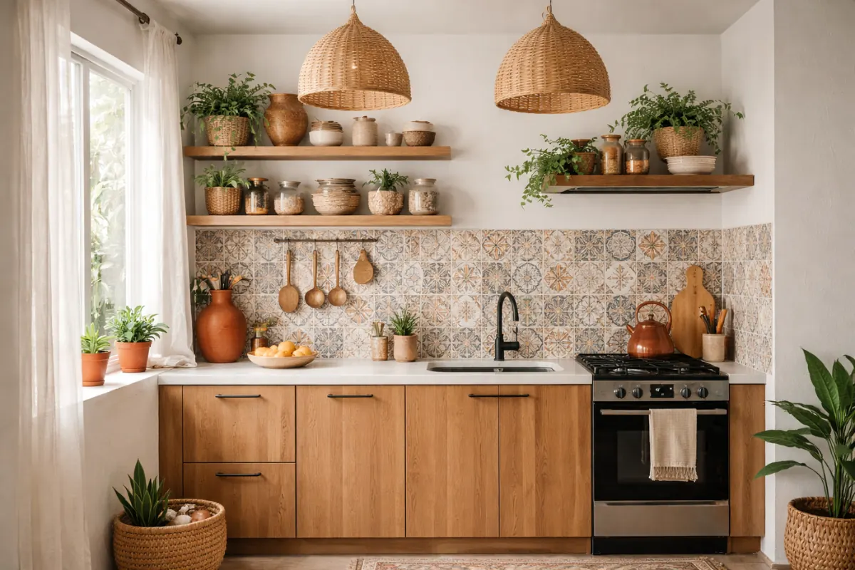 Bohemian style interior design for kitchen