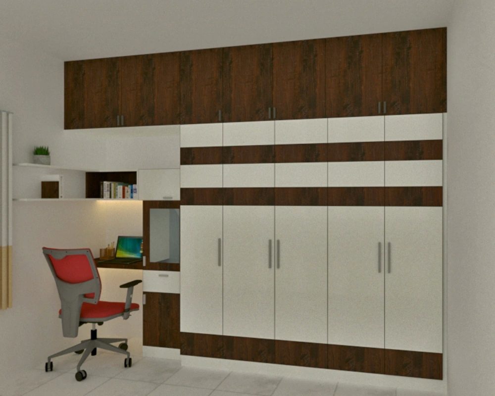 contemporary bedroom wardrobe with workspace