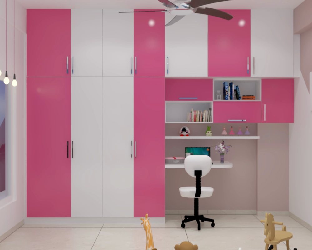 kids room wardrobe with study and storage