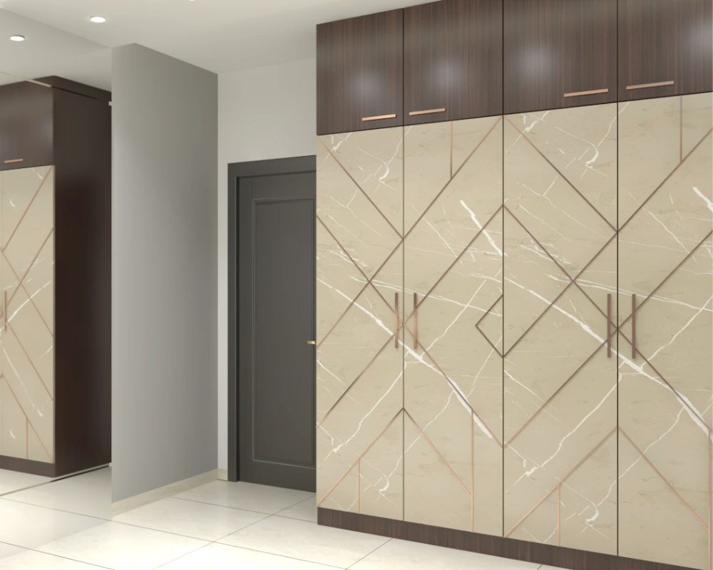 Marble sliding wardrobe design for bedroom