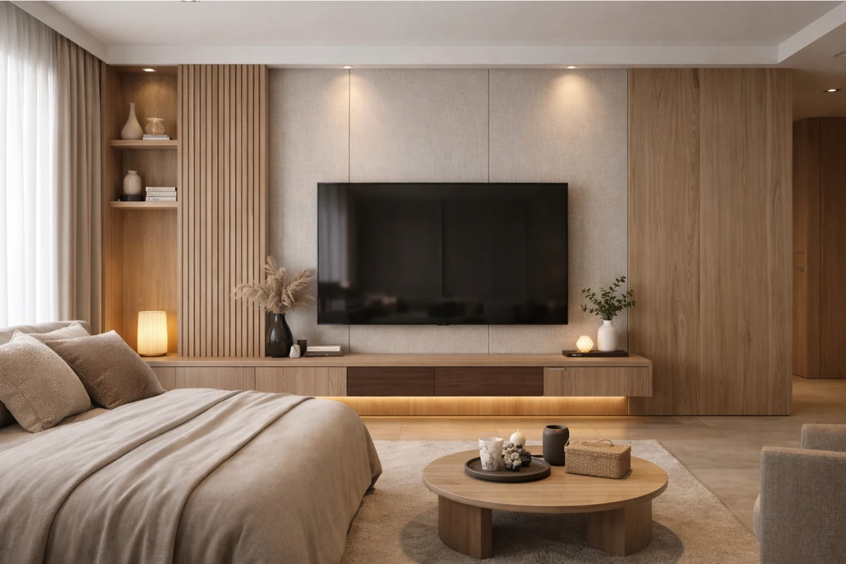 tv wall design for bedroom