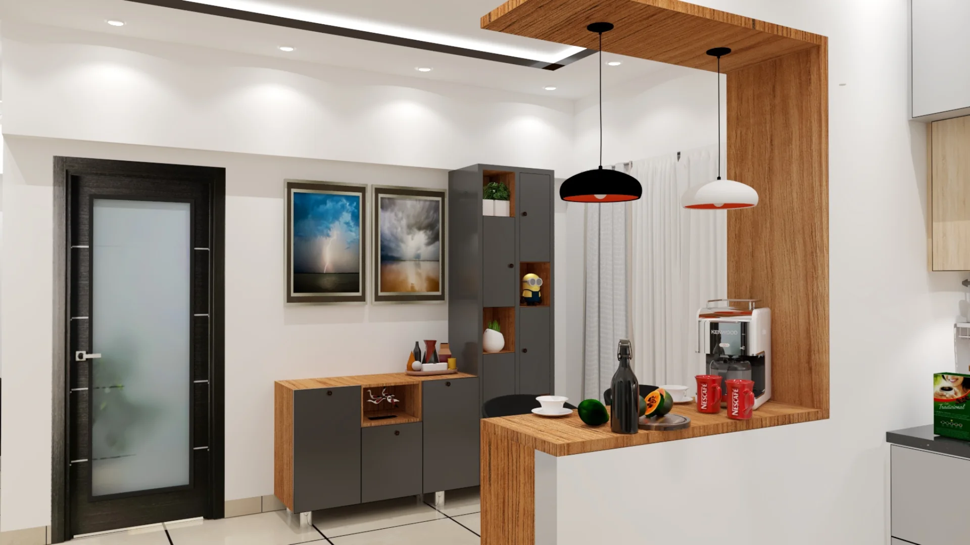 Elegant crockery unit design with storage and display shelves