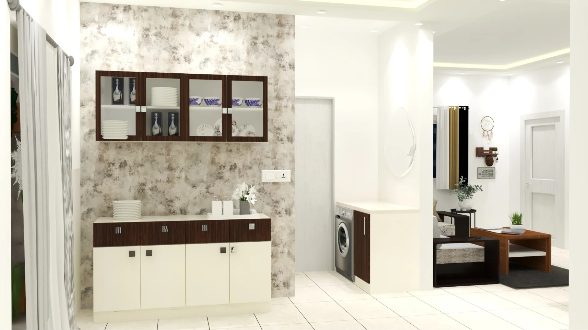 Functional crockery cabinet design with smart storage solutions