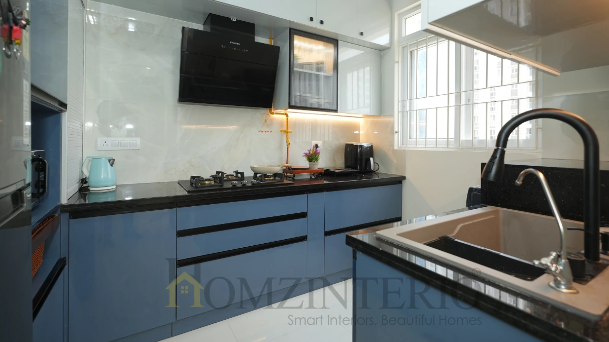 Kitchen Interior design at Brigade Cornerstone Utopia- 2Bhk apartment interior design
