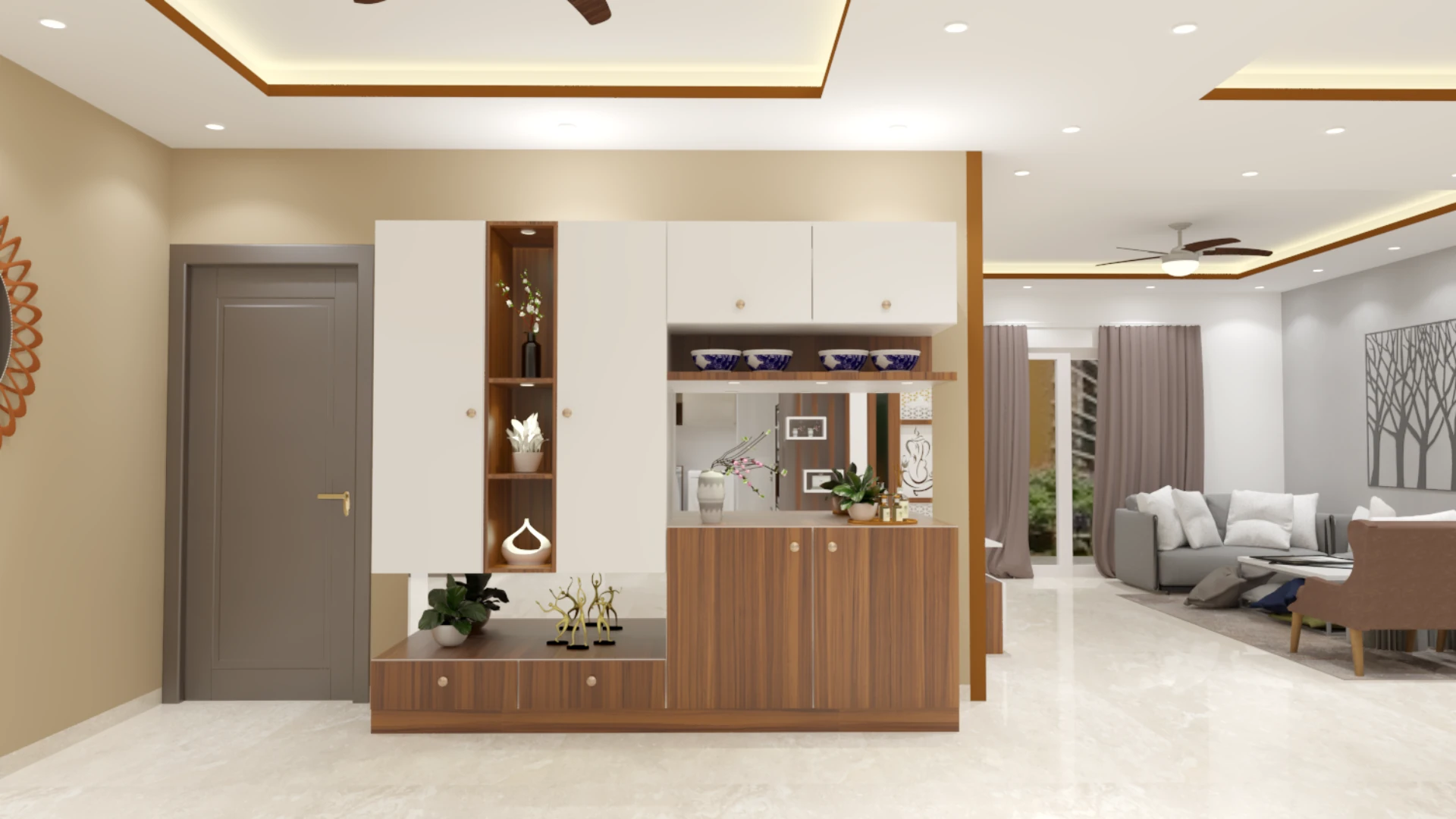 Modular crockery cabinet design for modern dining area