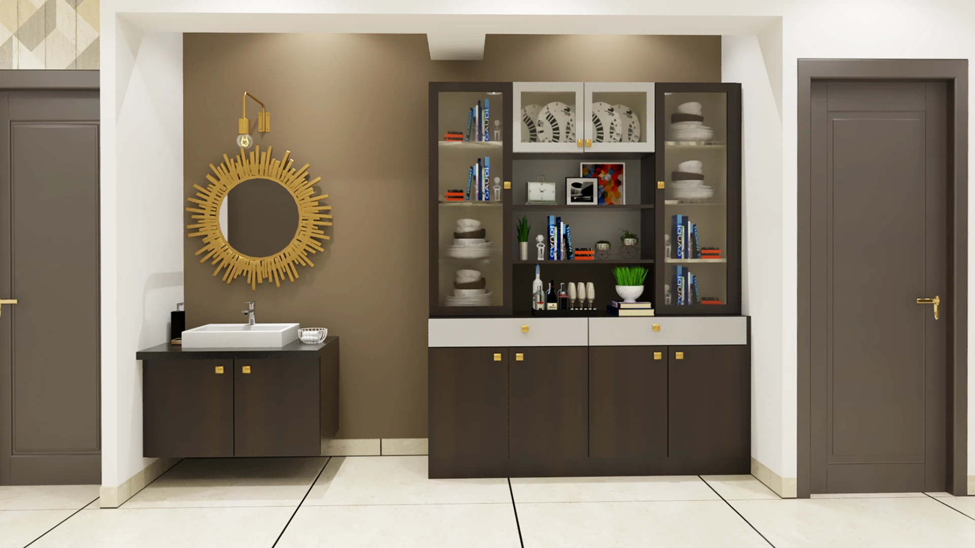 Simple crockery cupboard design with elegant storage