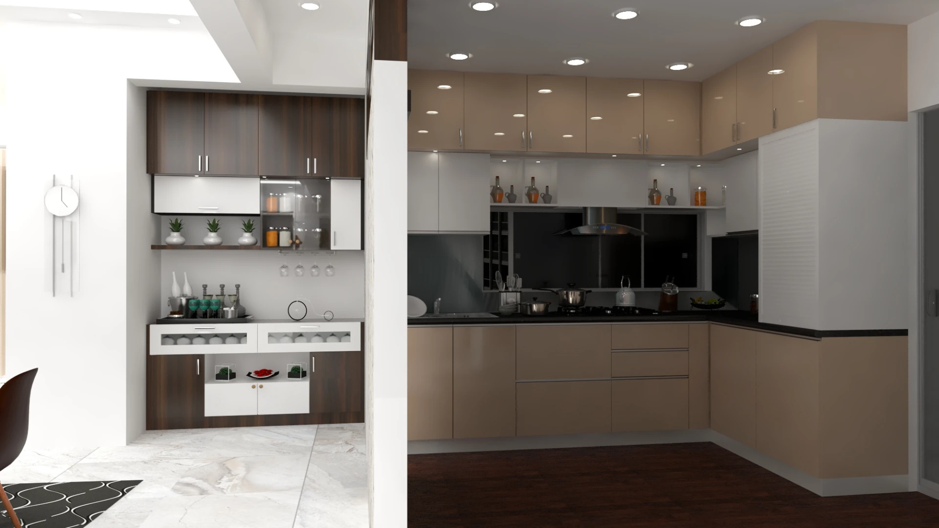 Space-saving crockery unit design for small apartments