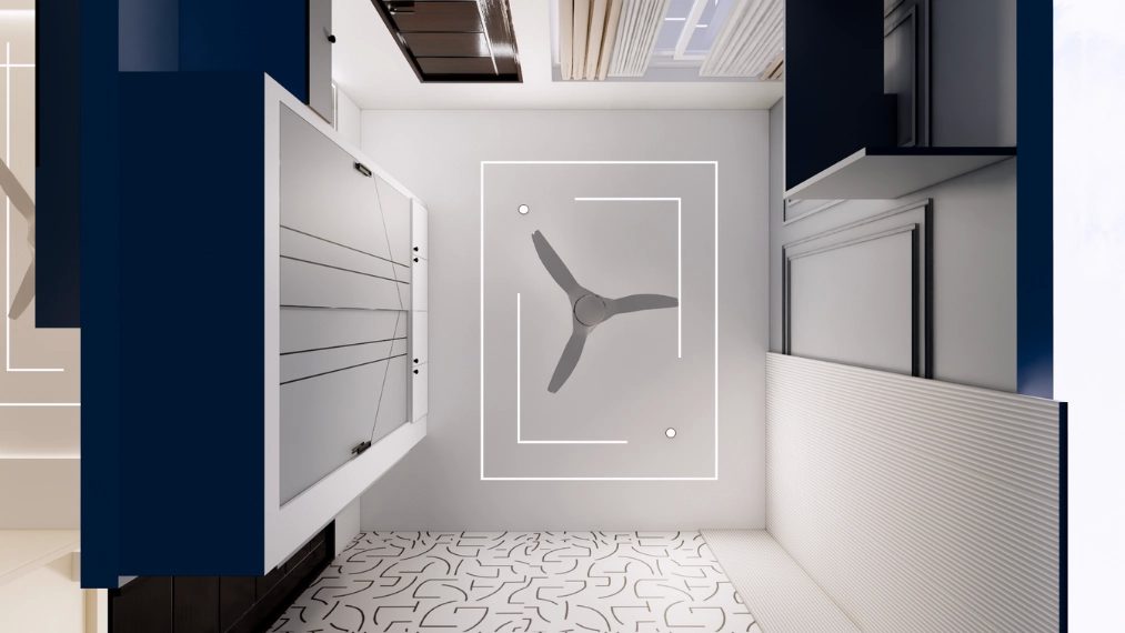 Stylish partition design using ceiling zoning for modern interiors