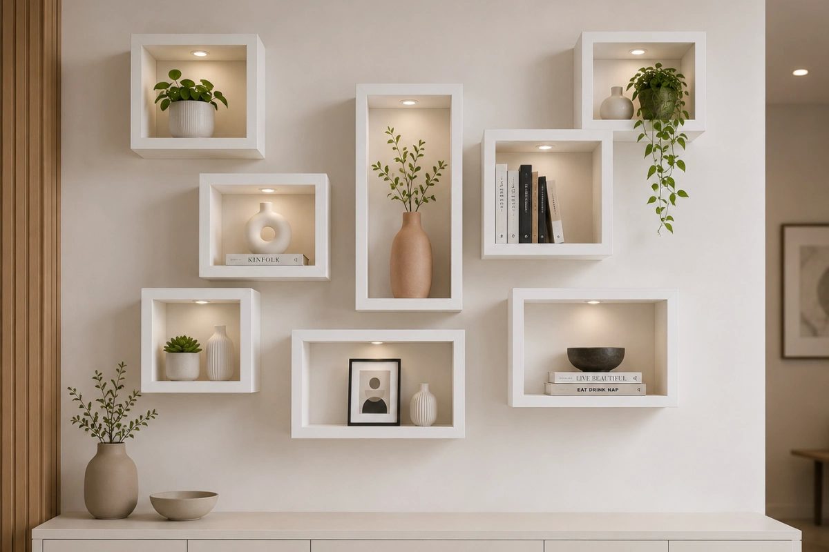 Minimalist White Box Shelf design