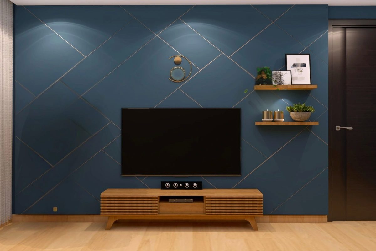 Bold Accent Colour TV Unit design for living room