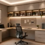 L-shaped study table design with smart storage solutions
