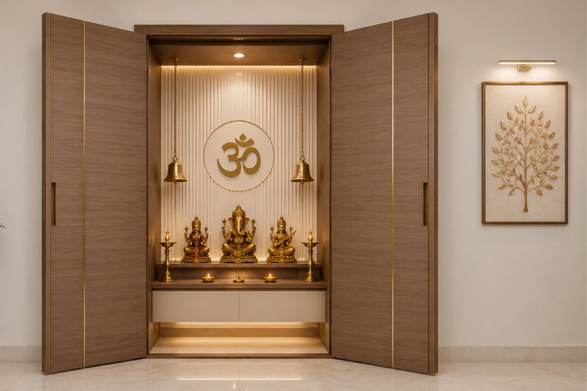 Laminated Plywood Door Design for Pooja Room