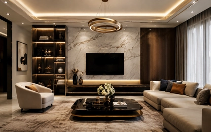 Premium living room interiors in Pune with elegant furniture and decor