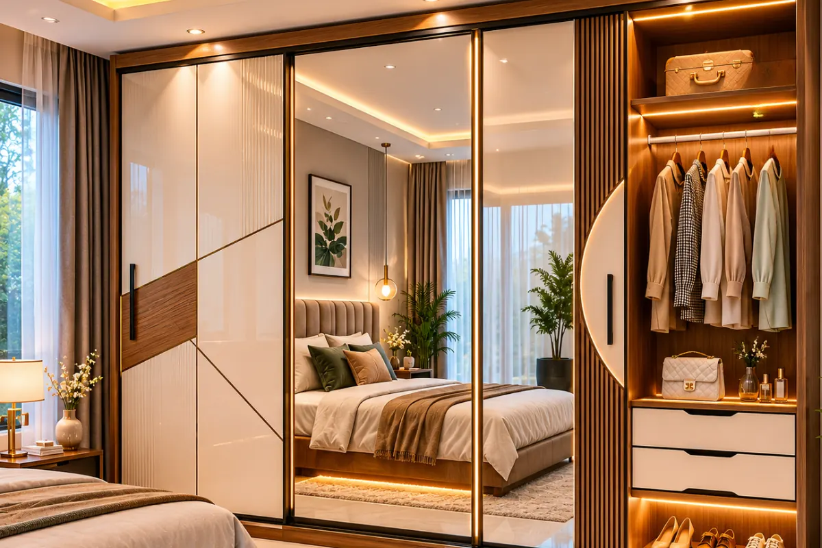 Sliding Wardrobe Design with Mirror