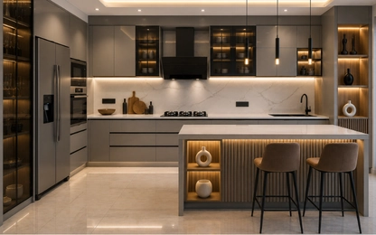 Space saving modular kitchen interior design solution in Pune apartments
