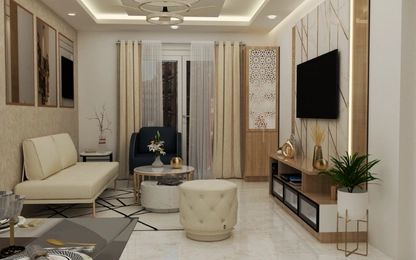 Stylish living room design by top interior design company in Pune- Homzinterio