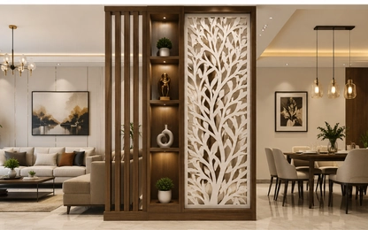 Stylish room divider design by top interior design company in Pune