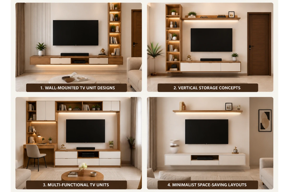 TV Unit Design for Small Living Rooms at one place